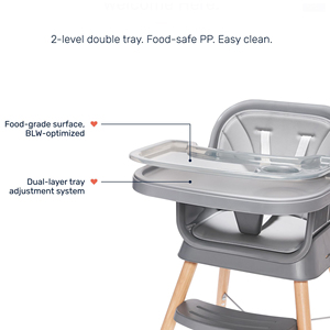 Chaise haute pour bébé en plastique moderne avec siège rehausseur et conception de sécurité, base pliable portable pour la salle à manger et l'utilisation au sol - Product Image 3