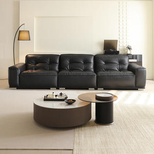 बड़े लिविंग रूम के लिए इतालवी न्यूनतम वास्तविक चमड़े का सोफा-<span class=keywords><strong>2025</strong></span> नया रेट्रो ब्लैक डायमंड सोफा - Product Image 2