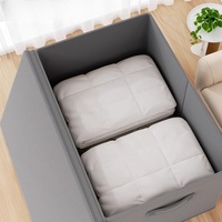 Boîte de rangement pliable boîte de rangement de couette de vêtements de ménage de grande capacité avec couvercle boîte de rangement pliante non tissée
