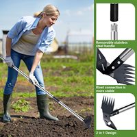 Houe Garden Tool Râteau de désherbage Combo pour déraciner l'outil d'extraction de mauvaises herbes avec longue poignée pour lit de fleurs de cour