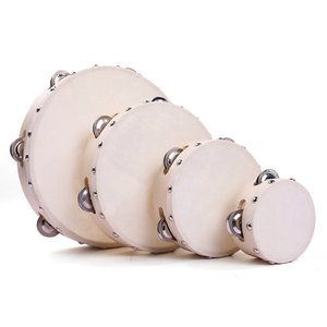 Đàn tambourine gỗ trơn họa tiết tùy chỉnh 10 inch, đồ chơi nhạc cụ cho trẻ em, bán buôn - Product Image 5