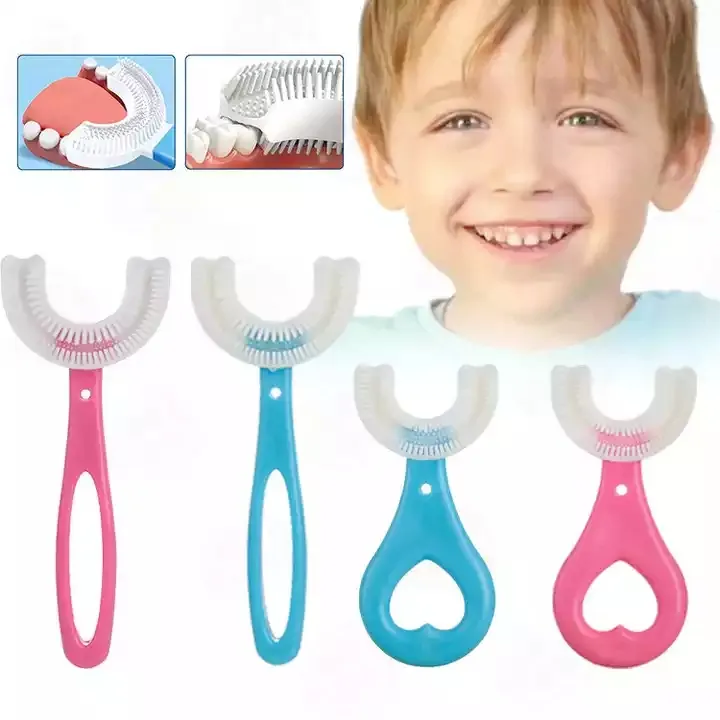 Brosse à dents Portable en forme de U pour enfants et bébés, brosse à dents en Silicone souple 360 de haute qualité