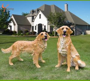 Estatua de fibra de vidrio de resina de diseño personalizado, escultura de perro Golden Retriever para decoración del hogar, estatua de animal pintado - Product Image 3