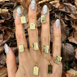 Bague <span class=keywords><strong>de</strong></span> déclaration <span class=keywords><strong>de</strong></span> carte <span class=keywords><strong>de</strong></span> <span class=keywords><strong>tarot</strong></span> étiquettes délicates anneaux pendentifs pour cadeau spirituel - Product Image 2