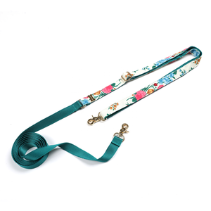 Harnais en nylon à double poignée souple pour animaux de compagnie, motif de fleurs mains libres, laisse de chien personnalisée avec accessoires en métal - Product Image 5