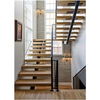 CBMMart chambre salon escalier couloir applique murale escalier droit garde-corps en verre bois acier conception libre dessin 3D