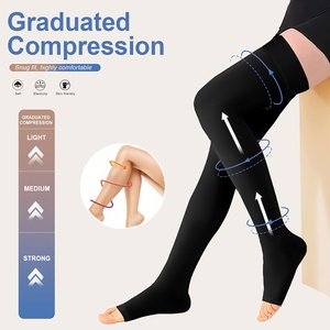 <span class=keywords><strong>Medias</strong></span> de Compresión Personalizadas con Soporte Graduado Médico de 20-30 mmHg para Edema y Várices, Hasta el Muslo, Punta Abierta - Product Image 2
