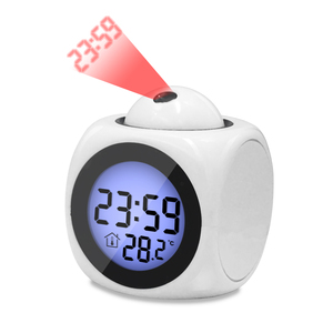 Horloge numérique de <span class=keywords><strong>projection</strong></span> de <span class=keywords><strong>plafond</strong></span> multifonctionnelle pour la maison et la chambre à coucher, avec écran LCD, <span class=keywords><strong>projection</strong></span> rotative à 90 degrés, calendrier et alarme - Product Image 1