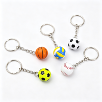 Porte-clés en caoutchouc personnalisés en usine, porte-clés 3D en PVC simulé (baseball, volleyball, football), porte-clés en silicone pour cadeaux promotionnels