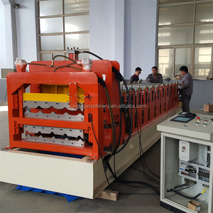 Chuyên nghiệp hai lớp kim loại tấm lợp làm cho máy mới tùy chỉnh ngói hình thành thiết bị huatong thương hiệu <span class=keywords><strong>2</strong></span> năm - Product Image 2