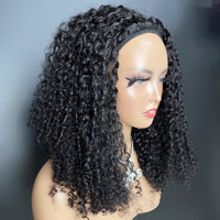 Perruques mi-tête bouclées Pixie en cheveux humains bruts alignés, sans colle, sans dentelle, pour la vente en gros