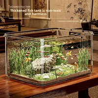 Acuario Acrílico Transparente Pequeño, Pecera Redonda Portátil de Escritorio, Hábitat Duradero para Tortugas, Decoración para Hogar u Oficina