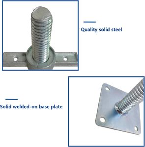 Étais de coffrage réglables galvanisés de type Baker avec pieds de nivellement et grande plaque de base en forme d'<span class=keywords><strong>aile</strong></span> avec écrou <span class=keywords><strong>à</strong></span> oreilles solide - Product Image 4