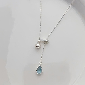 Collana con pendente a goccia d'acqua in argento placcato, zirconia sintetica blu <span class=keywords><strong>mare</strong></span>, elegante e sexy, simbolo <span class=keywords><strong>celeste</strong></span> - Product Image 1