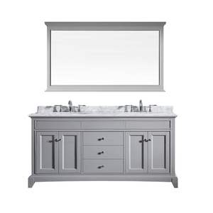 72Inch Transitional Bathroom <b>Vanity</b> with Wood <b>Mirror</b>& Water Resistant Design Durable Construction Double Sink Made in Vietnam - Product Image 1