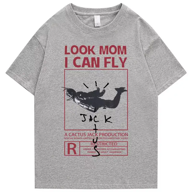 Men's Short Sleeve Top Tees Custom Logo 100% Premium Cotton Relaxed fit Look Mum I Can Fly T-Shirt