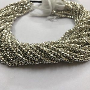 Pierre Pyrite en Argent Naturel de 3mm à Facettes Rondelle de Pierres Précieuses Fil de Perles Nouveau Design pour la Fabrication de Bijoux Trending Deals - Product Image 1
