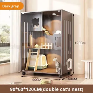 Modern ekstra büyük lüks masif ağaç kedi evi açık Pet Villa ile ücretsiz uzay kedi kafesi sürdürülebilir tasarım hayvan desen - Product Image 3