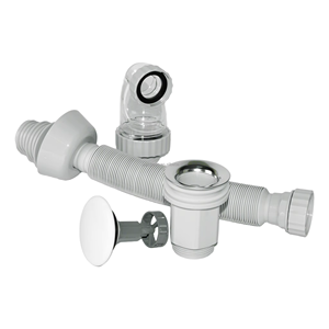 Tubo di Scarico Universale Flessibile Anti-intasamento per Lavabo con Valvola Pop-up, <span class=keywords><strong>Sifone</strong></span> Estensibile Anti-odore per <span class=keywords><strong>Bagno</strong></span> Senza Utensili - Product Image 3