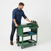 Armoire utilitaire robuste en acier à 3 niveaux avec tiroirs perforés, chariot de rangement roulant pour atelier, garage et entrepôt (OEM)