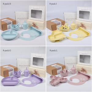Set de Alimentación para Bebé de Silicona Socan de 8 Piezas con Platos de Succión, Cuenco, Babero y Utensilios Esenciales para Destete Dirigido - Product Image 5