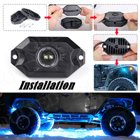 Kit d'éclairage LED Rock RGBW avec télécommande Bluetooth et sans fil, kits de néons multicolores pour voitures Underglow Wheel Footwell