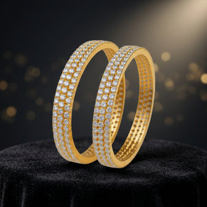 Luxury Imitation Rhodium Plated Brass Cubic Zirconia Classic Ball Shape 3 Row Micro Pave CZ Stone Bridal Kada <b>Bangle</b> <b>Bracelet</b> - Product Image 2