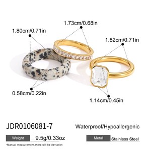 Stackable Natural Stone <b>Stainless</b> <b>Steel</b> <b>Ring</b> Set 18K Gold Plated Tarnish-Free <b>Rings</b> for Women Wholesale - Product Image 2