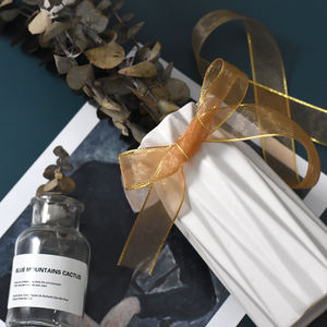 CSFY 1 pouce Ruban Organza Bord Or pour Boîte Cadeau Bouquet Emballage Fête De Mariage En Utilisant Un Ruban Organza Fantaisie Avec <span class=keywords><strong>Fil</strong></span> D'or - Product Image 6