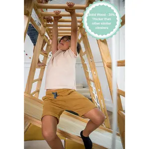 Montessori phong cách bằng gỗ leo núi chơi thiết lập trong nhà leo núi và trượt chơi