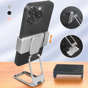 Back Fixed Clip <b>Foldable</b> Phone Holder Magnetic Metal Phone Support 360 Rotated Adjustable Desktop Phone Bracket for Travel - Product Image 5