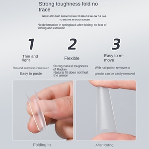 Siêu mỏng tốt con chó móng tay nghệ thuật mảnh dài hình chữ t-<span class=keywords><strong>radian</strong></span> mặc áo giáp không khắc móng tay Mài vá pháp giọt nước dài - Product Image 3