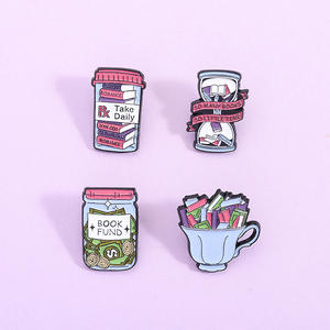 4 estilos serie de lectura píldoras reloj de arena broche amor lectura <span class=keywords><strong>tomar</strong></span> diario libresco biblioteca insignias esmalte suave solapa Pin - Product Image 1