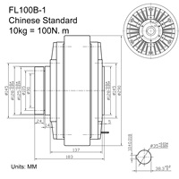 SHENGDA FL100B-1 Kopling Bubuk Magnetik Poros Berongga Baru 32kg untuk Mesin Cetak dengan Torsi 100N.m Kecepatan 24V DC 1000r/menit