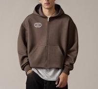 YKH 80G Boxy personnalisé poids lourd culture Style Air couche sweats à capuche zippés logo personnalisé imprimé porter sweat à capuche zippé pour hommes