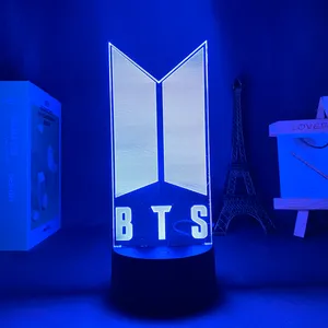 Bangtan Jungen Gruppen Logo 3D Nachtlicht KPOP Star TOP Gruppe A.R.M.Y Für Fans Geschenke BTS Fernbedienung 3D LED Nachtlicht
