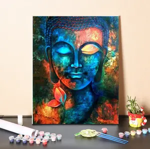 Peinture numérique personnalisée à l'huile de bouddha, numérotés, dessin sur toile acrylique, fait à la main, pour Art mural, DIY bricolage, livraison directe