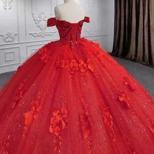 AL1628 <span class=keywords><strong>robe</strong></span> de mariée de luxe perlée <span class=keywords><strong>2023</strong></span> nouveauté or rouge avec dentelle et décor de fleurs <span class=keywords><strong>robe</strong></span> de bal civile à manches longues - Product Image 3