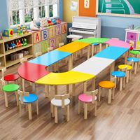 Juego de Mesa y Sillas Montessori de Madera Colorida para Niños, Muebles para Guardería, Jardín de Infancia, Centro de Cuidado Infantil, Entorno de Aprendizaje