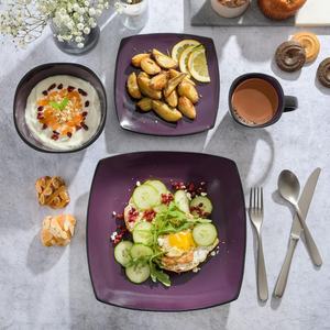 16 piezas de <span class=keywords><strong>vajilla</strong></span> de cerámica Cuadrado Vintage Esmaltado Morado Juego De <span class=keywords><strong>Vajilla</strong></span> - Product Image 5