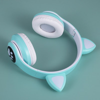 Headphone Nirkabel LED Telinga Kucing Berkualitas Tinggi, Bass Berat, Tahan Air IPX-4, Desain Lipat, Warna Dapat Disesuaikan