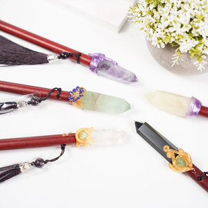 Wholesale Peacock Feathers Magic Crystal <strong>Wand</strong> <strong>Witch</strong> Natural Rose Quartz Stones <strong>Wand</strong> Reiki Healing Crystal <strong>Wands</strong> for Spiritual - Product Image 3