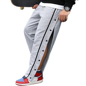 <b>Men's</b> <b>White</b> Side Button Long <b>Pants</b> With Vertical Stripe Breathable Polyester Casual Streetwear Hip Hop Style Outdoor Wear - Product Image 5