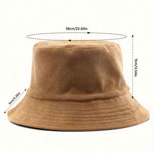 Korean Solid Color Blank Plain Outdoor Winter Warm Sunscreen Unisex Corduroy Reversible Fisherman Cap Bucket Hat - Product Image 3