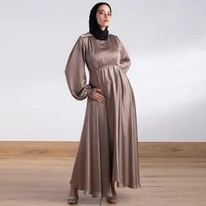 ชุดคาฟตานเดรสยาวสำหรับผู้หญิงมุสลิม,ตุรกีดูไบชุดเดรสคาฟตานผ้าซาตินแฟชั่นชั้นสูงตามสั่ง