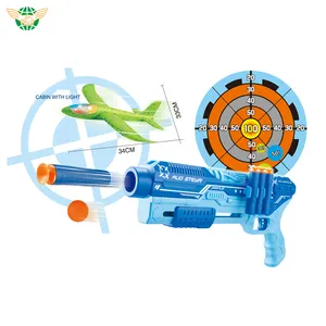 야외 스포츠 장난감 슈팅 게임 배출 사수 총알 목표 비행기 총 장난감 던지기 항공기 장난감