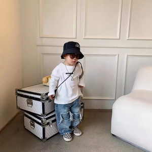 Lente-Herfst Jongens Losse Casual Jeans Met Wijde Pijpen In Koreaanse Retrostijl Voor Kinderen - Product Image 3