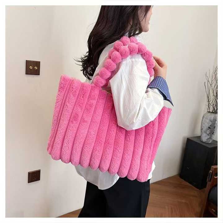 Hot Pink Faux Fur Statement Tote