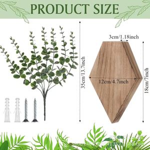 Support mural en bois pour plantes, forme diamant, décoration géométrique pour la maison, étagère de rangement pour chambre et salon - Product Image 4