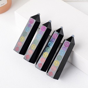 Tour de cristal en <span class=keywords><strong>obsidienne</strong></span> <span class=keywords><strong>noire</strong></span> naturelle 7 chakras, baguette de guérison en pierre précieuse, baguette énergétique pour la méditation Reiki et la <span class=keywords><strong>protection</strong></span> - Product Image 6